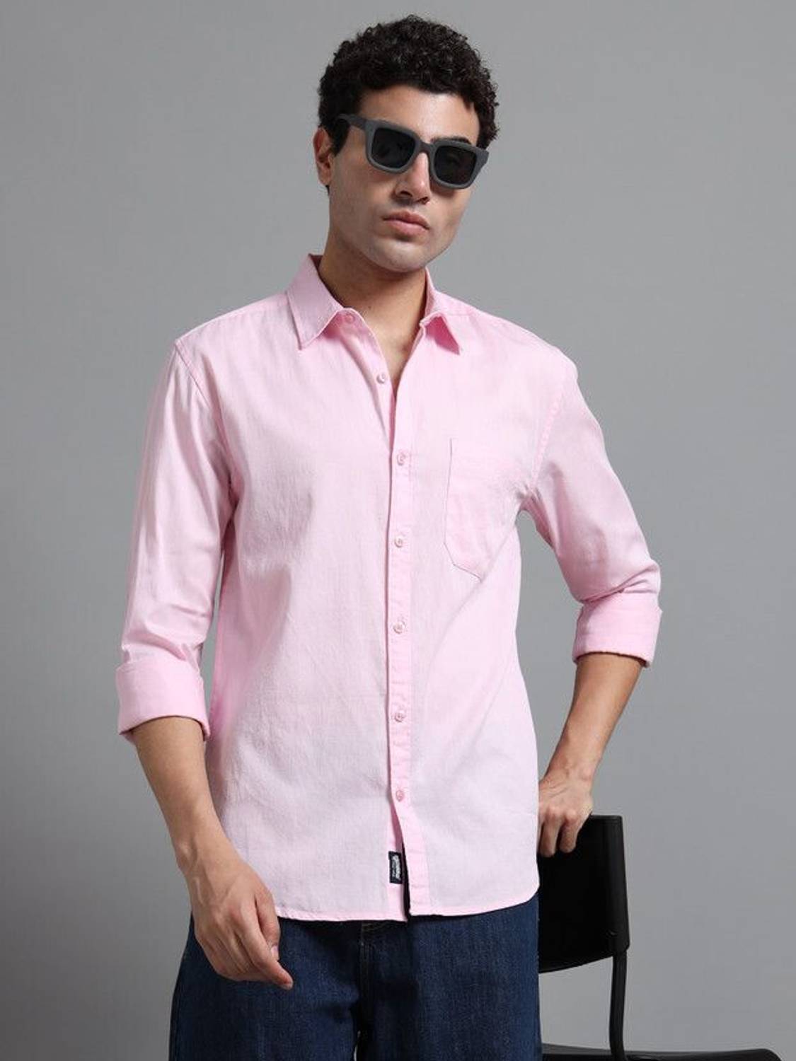 RAFSON Men Solid Casual Pink Shirt