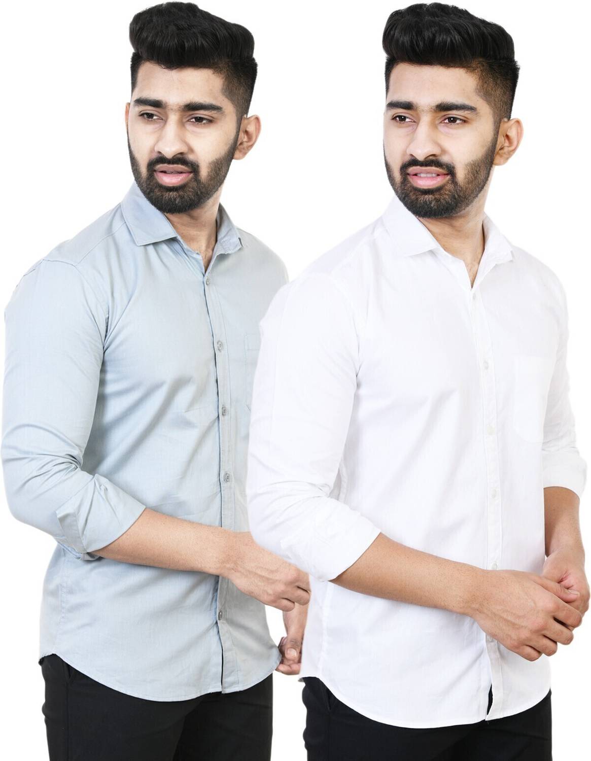 Feel high Men Regular Fit Solid Casual Shirt (Pack of 2)