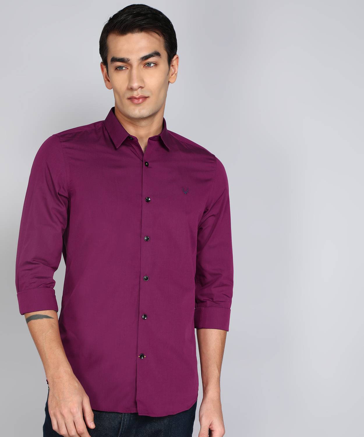 Allen Solly Men Solid Formal Purple Shirt