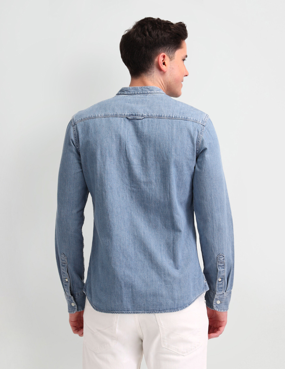 Image of U.S. POLO ASSN. Men Solid Casual Blue Shirt