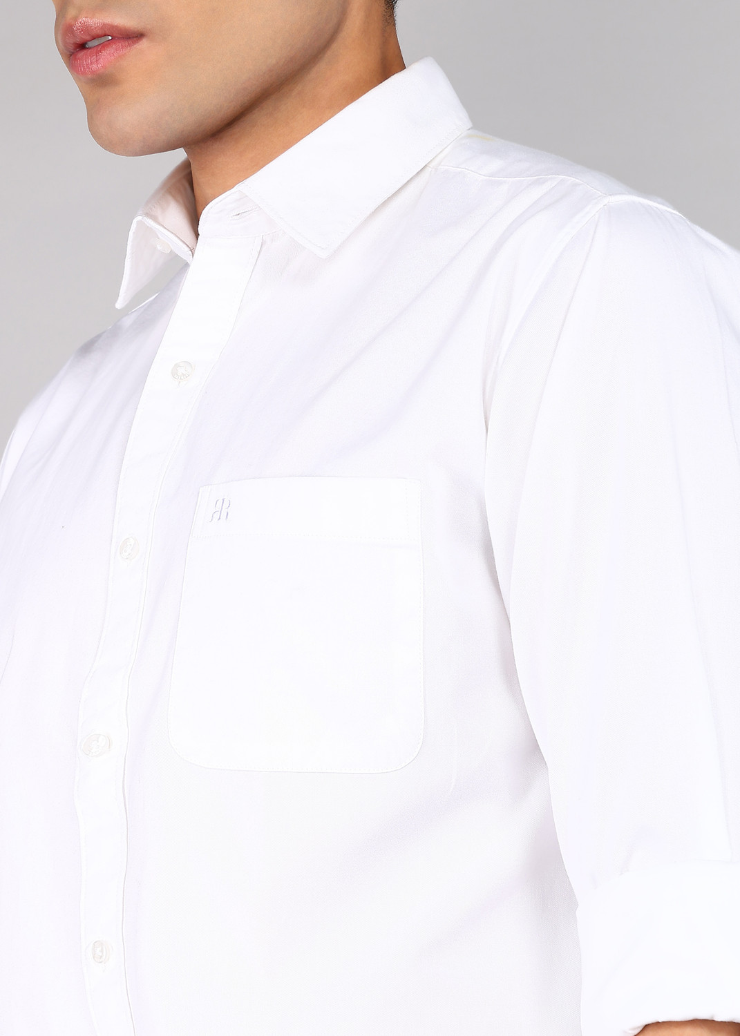 Image of Raymond Men Solid Casual White Shirt