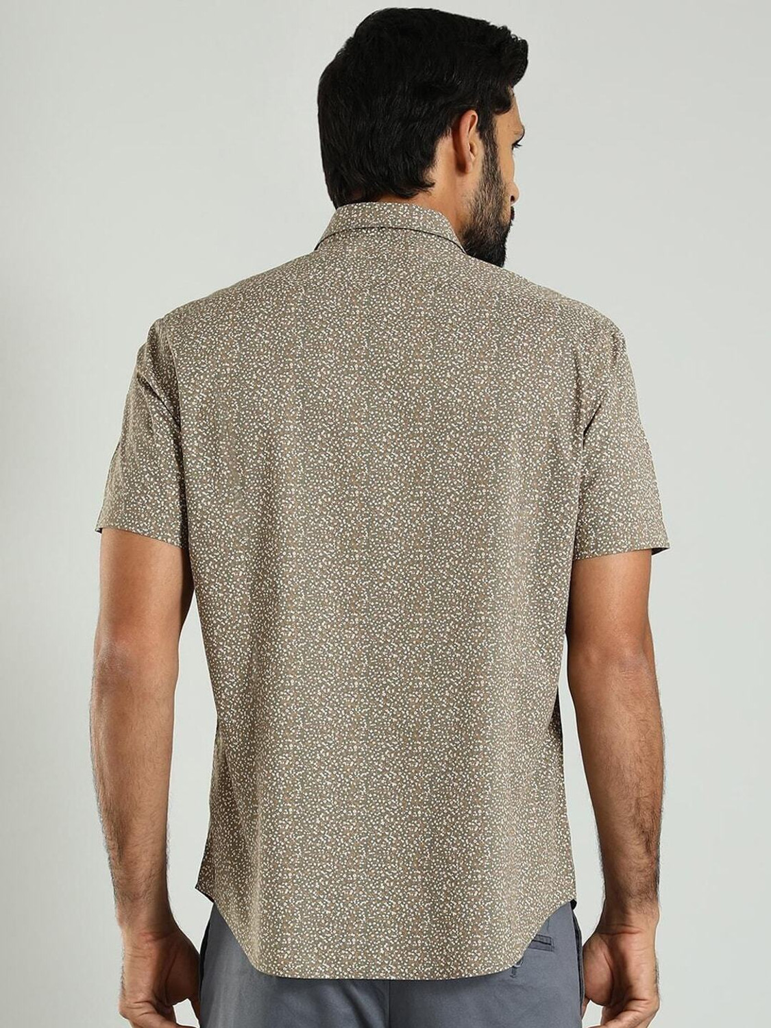 Image of INDIAN TERRAIN Men Printed Casual Green Shirt