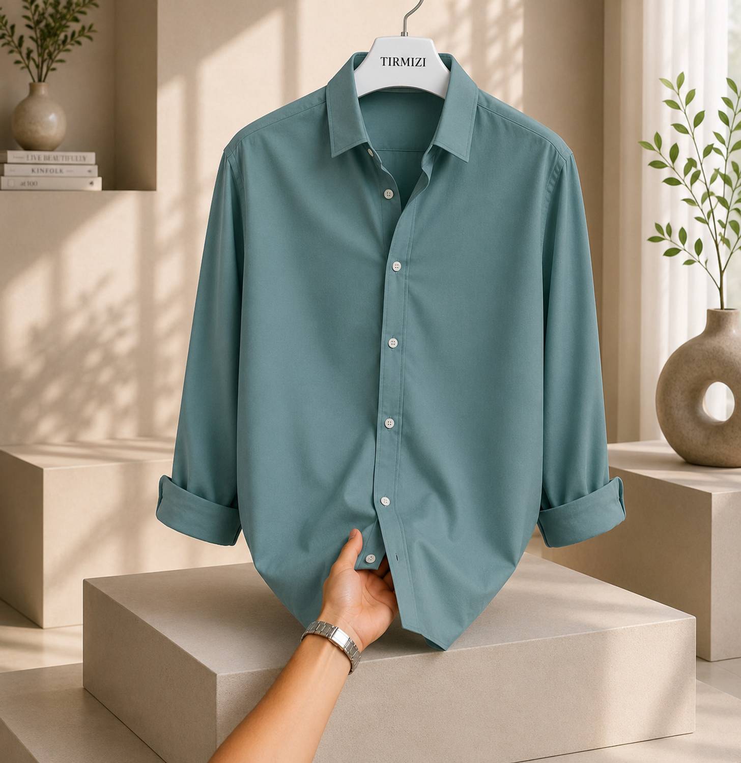 Tirmizi Men Green Formal Shirt