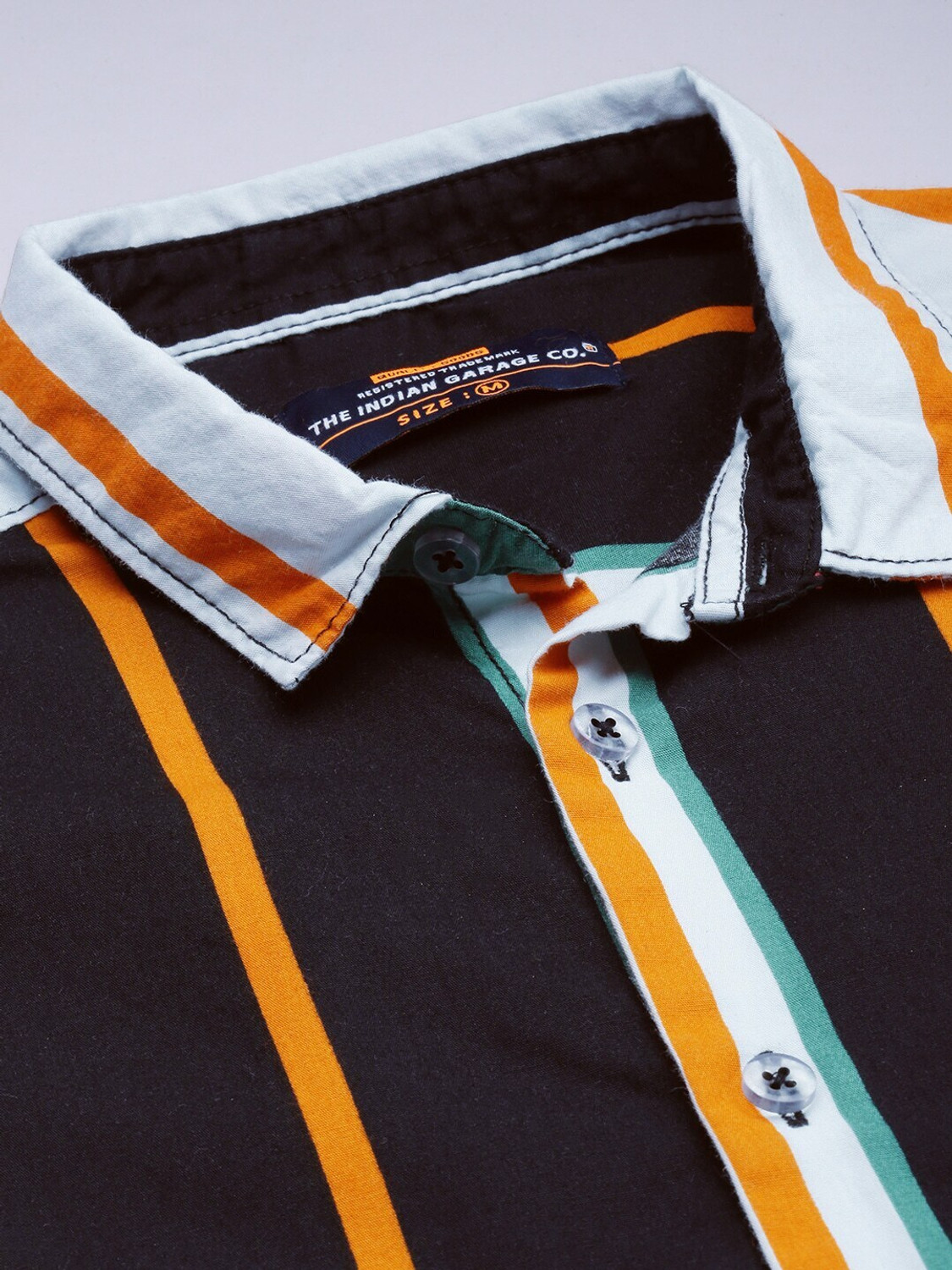 Image of The Indian Garage Co. Men Striped Beach Wear Black Shirt