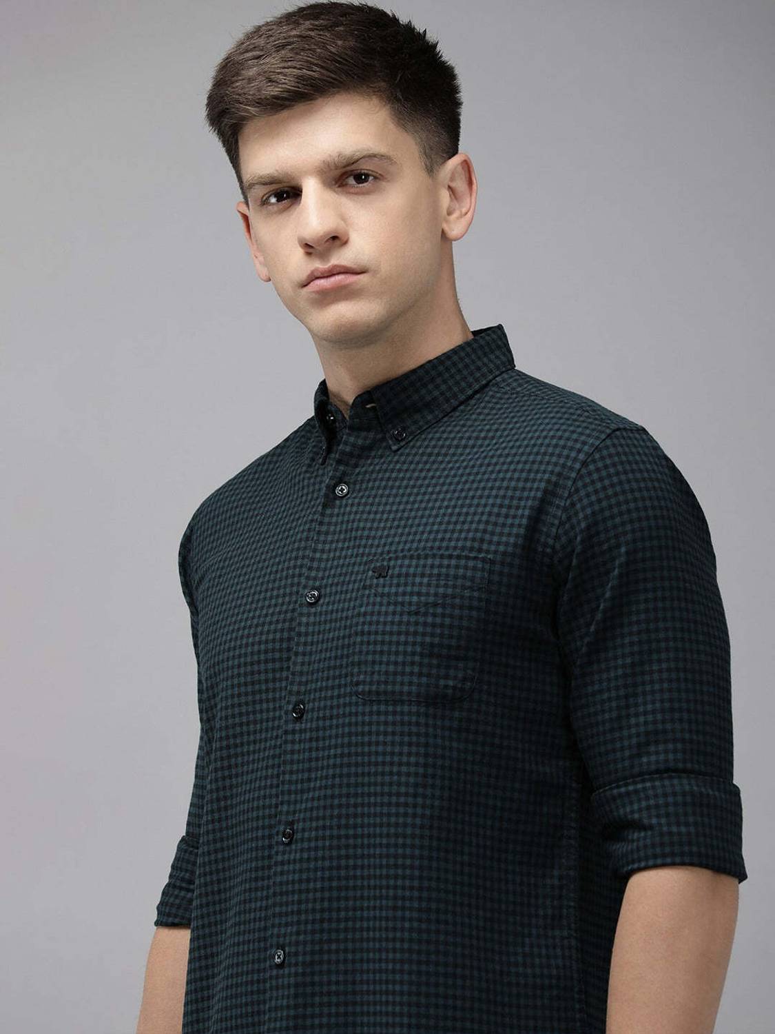 THE BEAR HOUSE Men Checkered Casual Dark Blue, Black Shirt