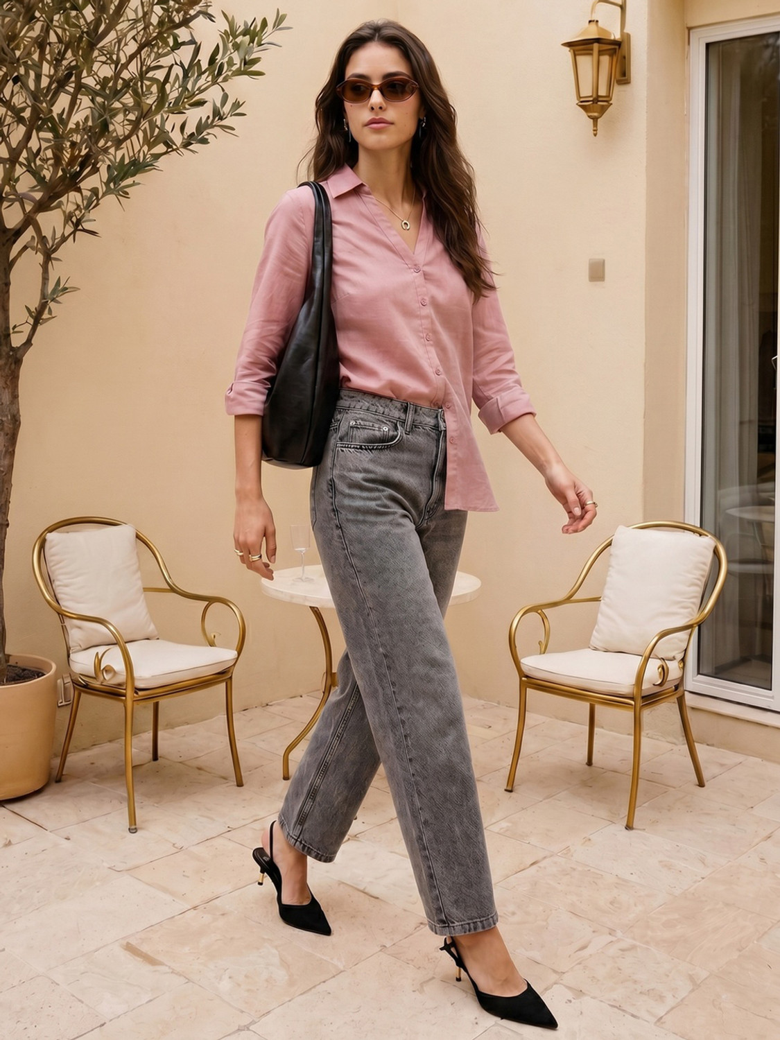 Image of Urbano Fashion Women Solid Casual Pink Shirt