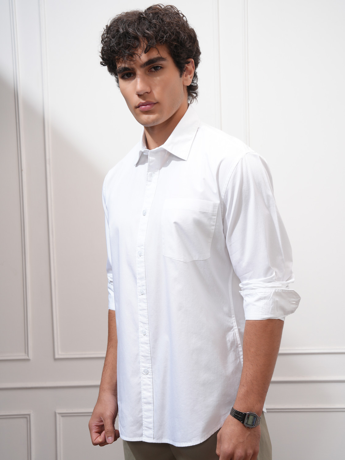 Image of KETCH Men Solid Casual White Shirt