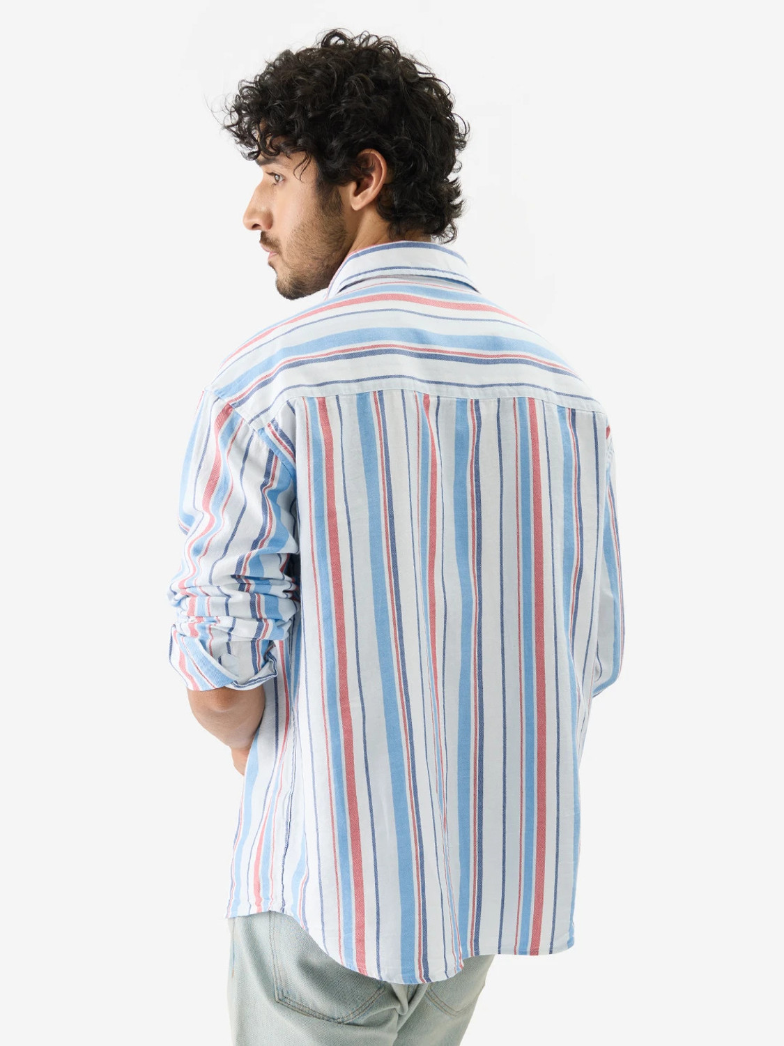 Image of The Souled Store Men Striped Casual White Shirt