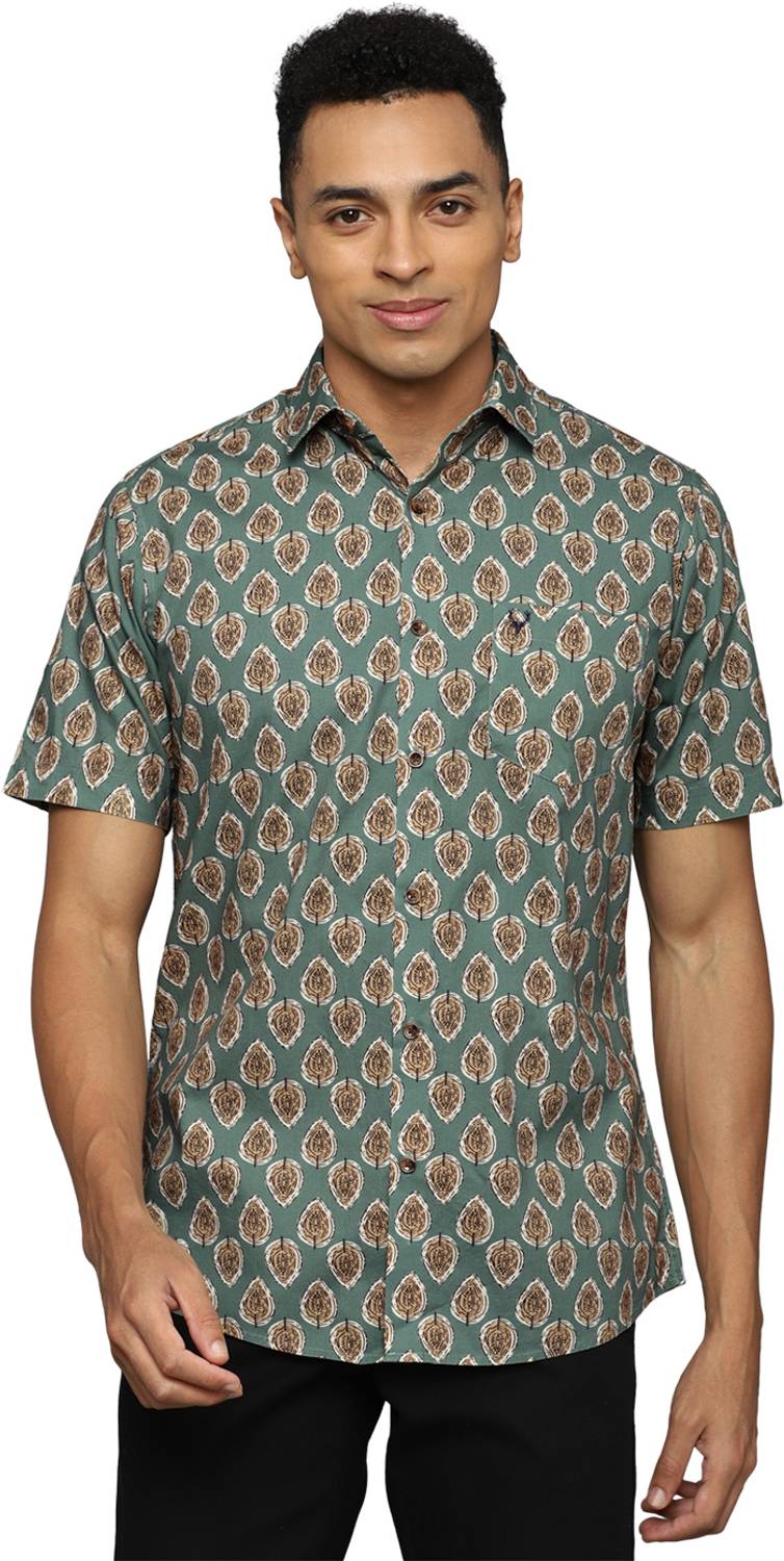 Allen Solly Men Floral Print Casual Light Green Shirt