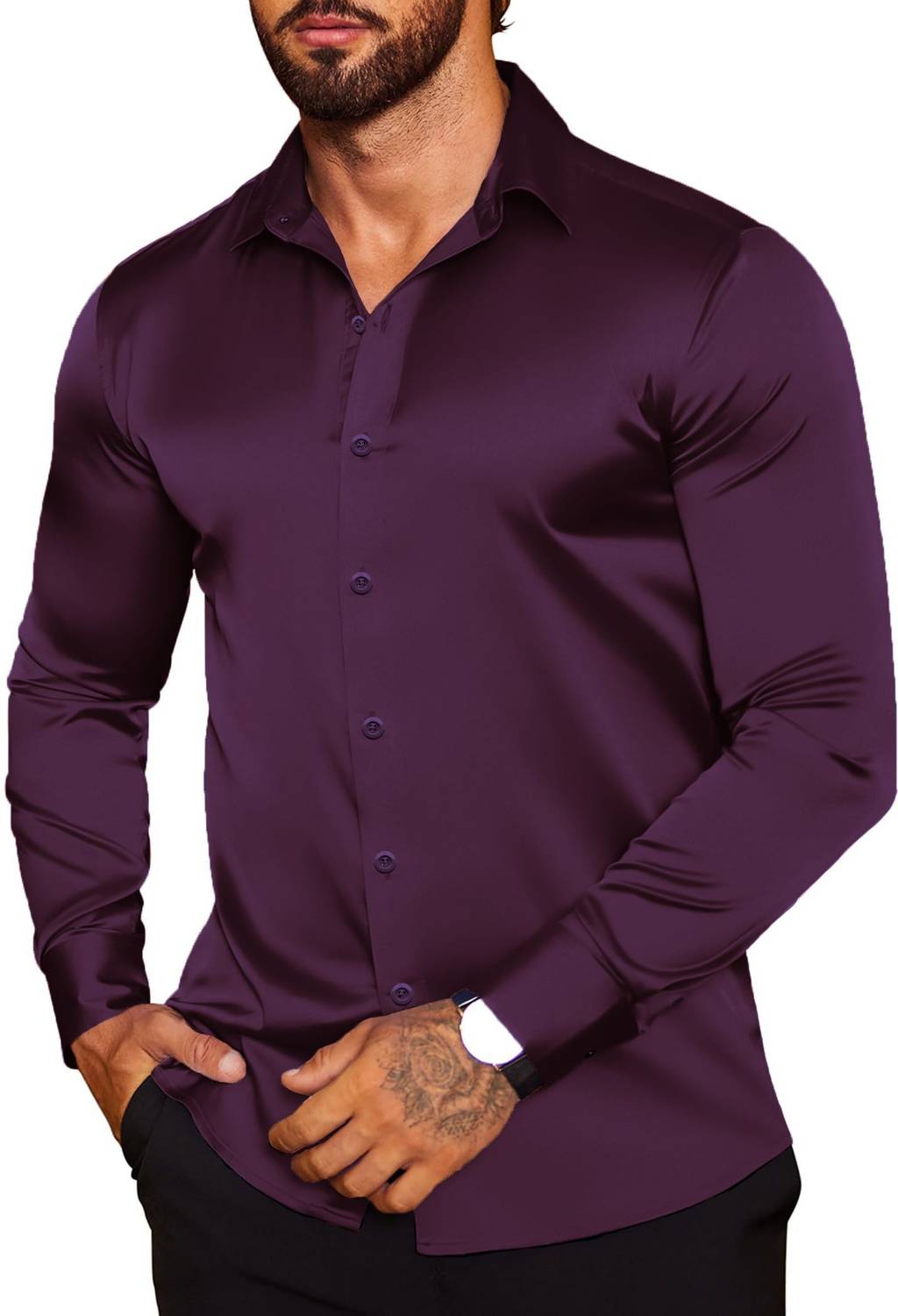 Nat Jastica Men Solid Party Purple Shirt