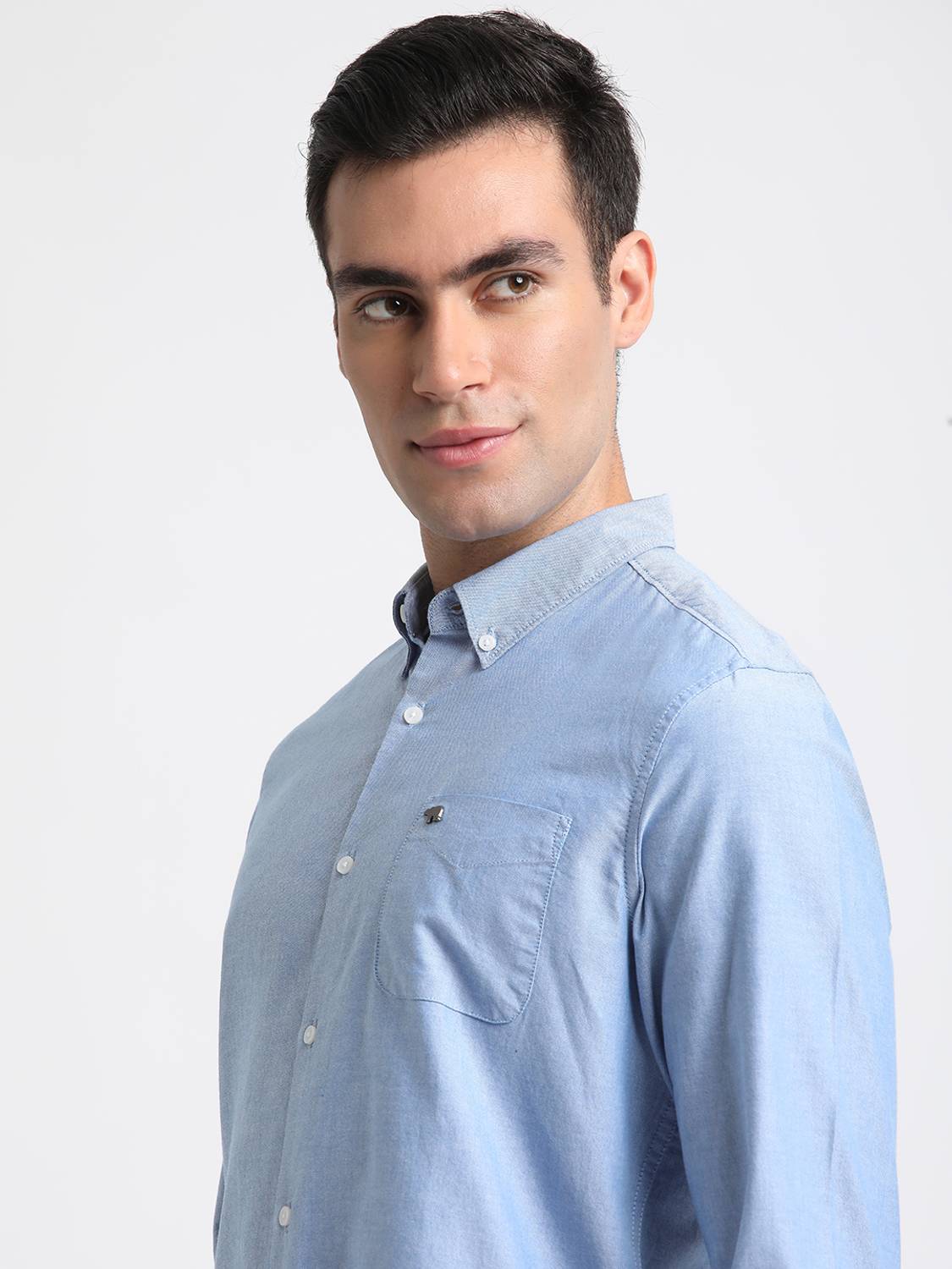 THE BEAR HOUSE Men Solid Casual Light Blue Shirt