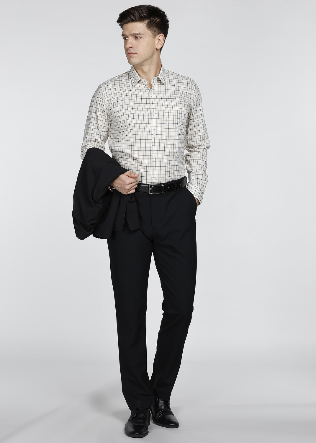 Image of PETER ENGLAND Men Slim Fit Checkered Formal Shirt