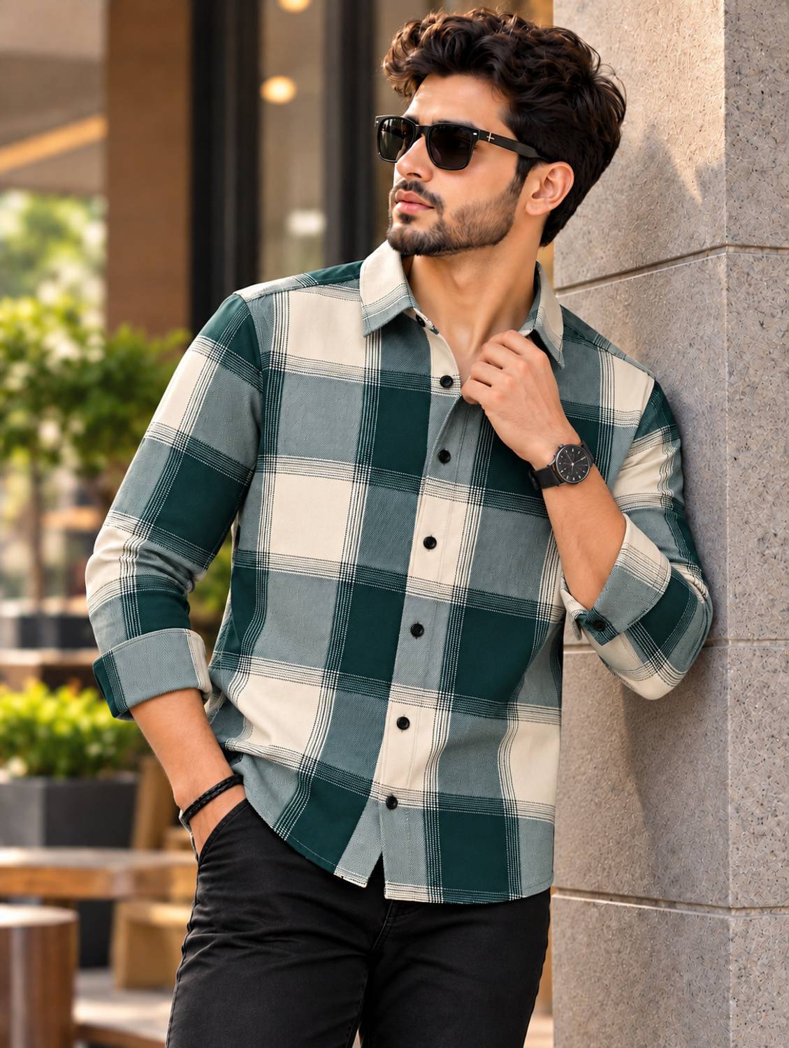STR Men Green Checkered Casual Shirt - Image 2