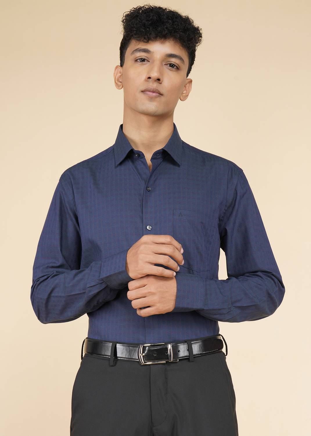 ARROW Men Checkered Formal Blue Shirt
