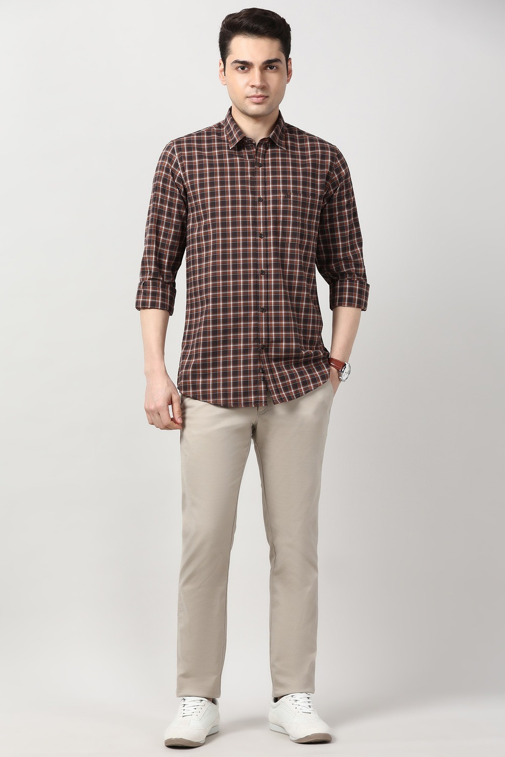 Image of PETER ENGLAND Men Checkered Casual Multicolor Shirt