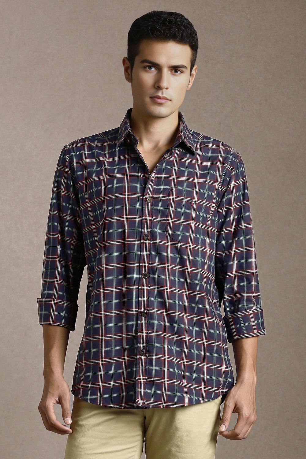 Image of LOUIS PHILIPPE Men Slim Fit Checkered Casual Shirt