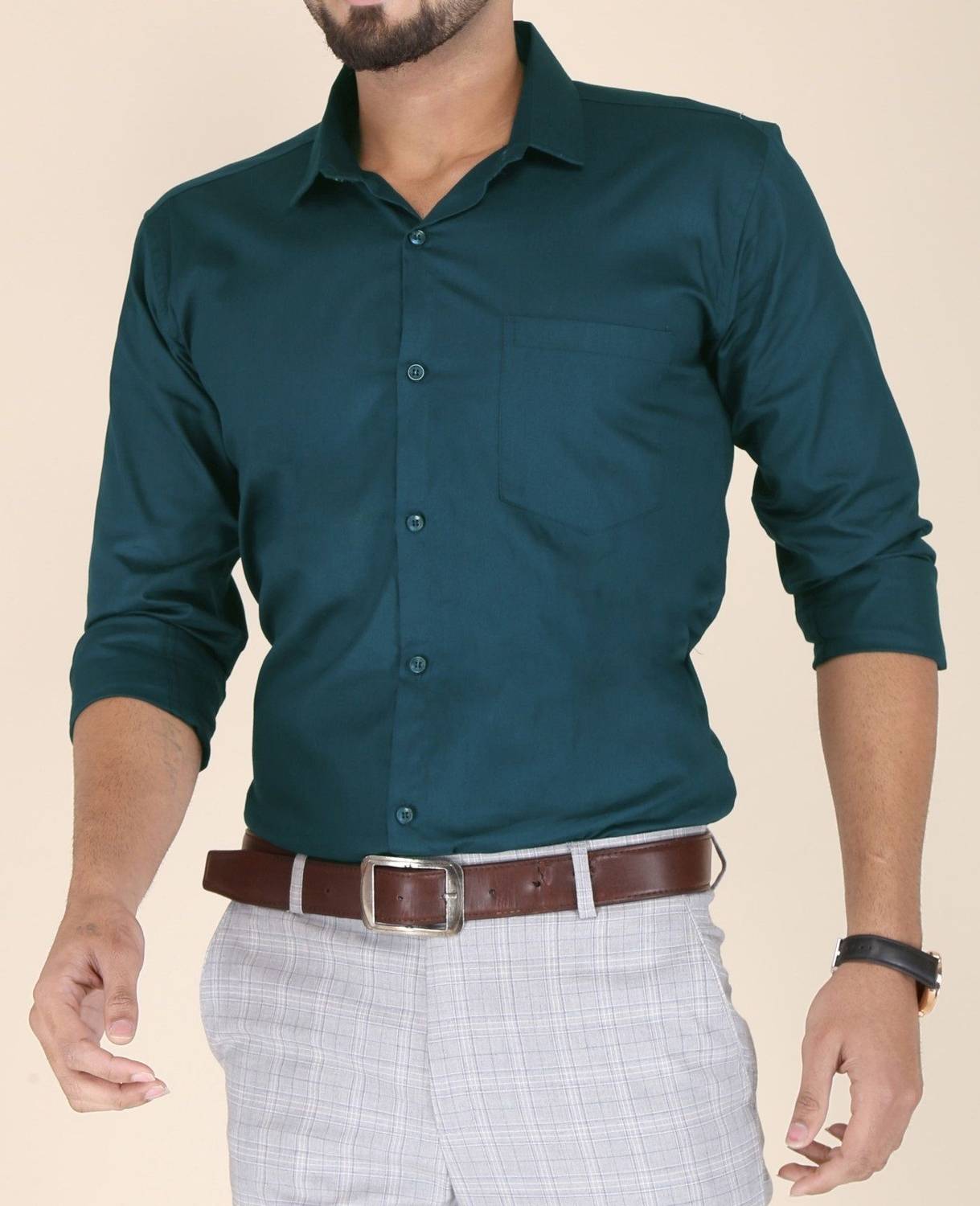 EVIQE Men Regular Fit Solid Spread Collar Formal Shirt
