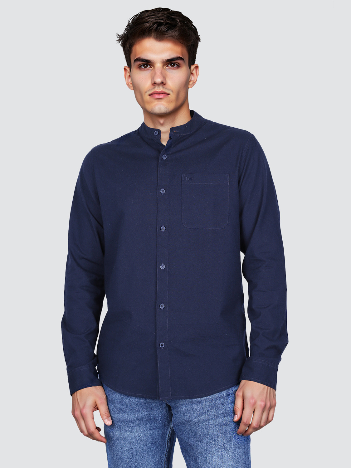Image of LEE Men Solid Casual Blue Shirt