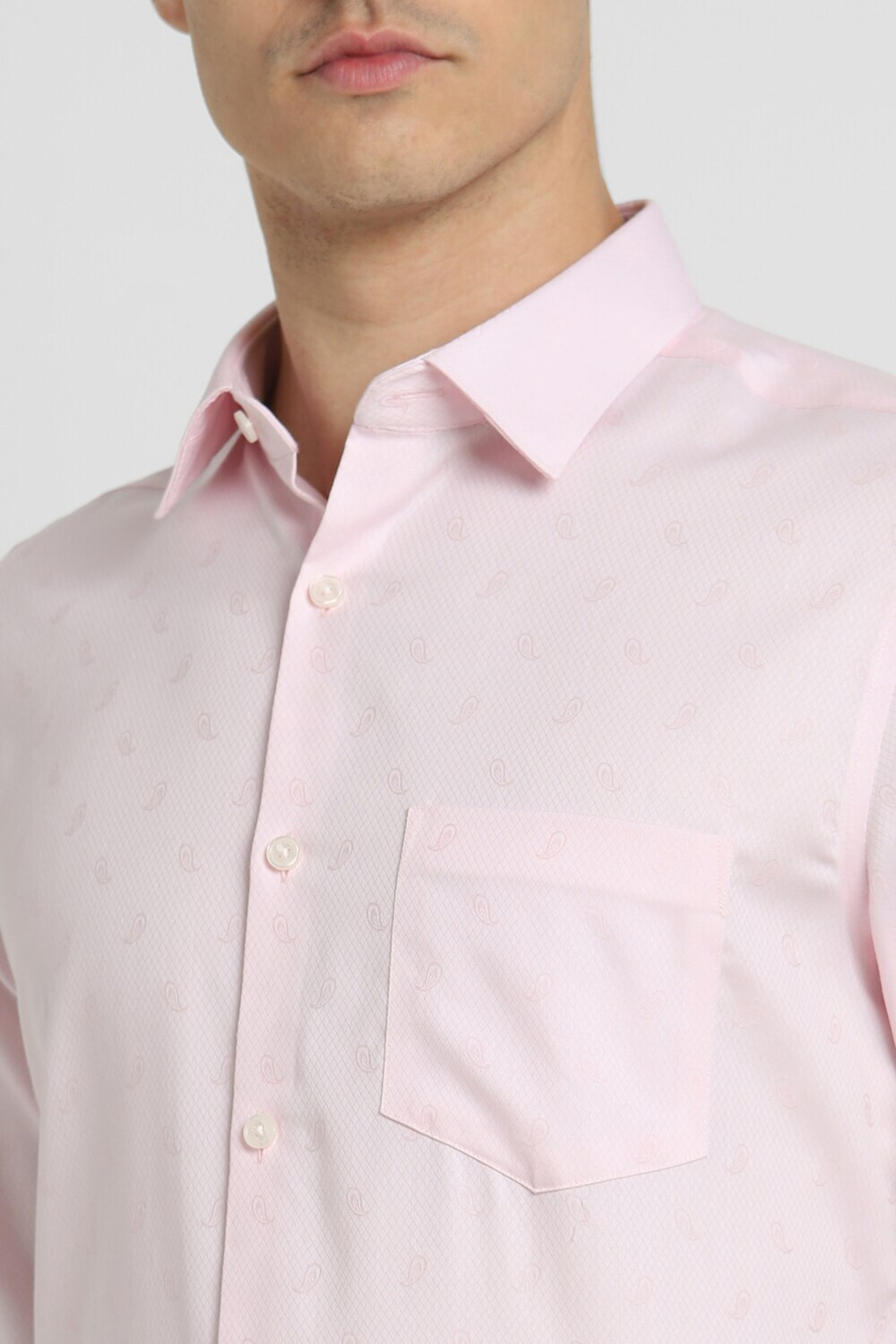 Image of PETER ENGLAND Men Self Design Formal Pink Shirt