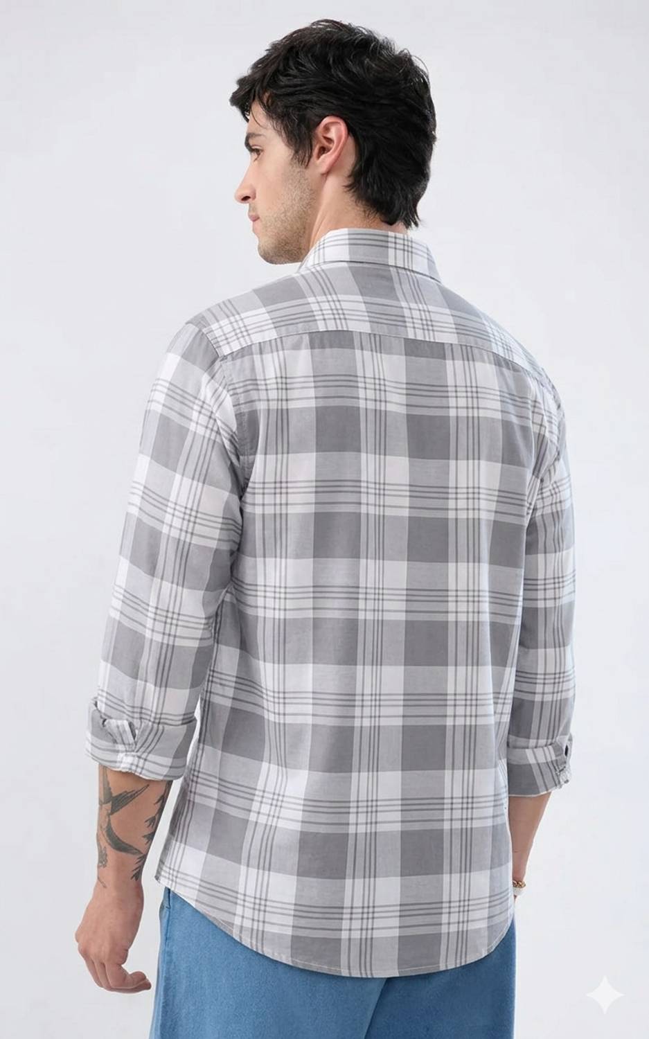 SHIRTZONE Men Checkered Casual Grey Shirt - Image 2
