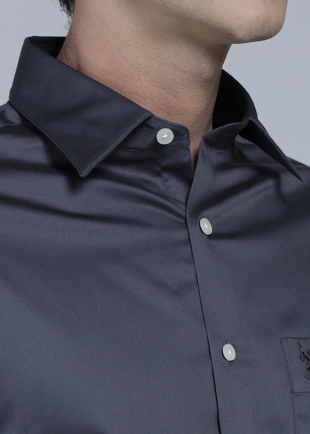 Image of U.S. POLO ASSN. Men Tailored Fit Solid Spread Collar Casual Shirt