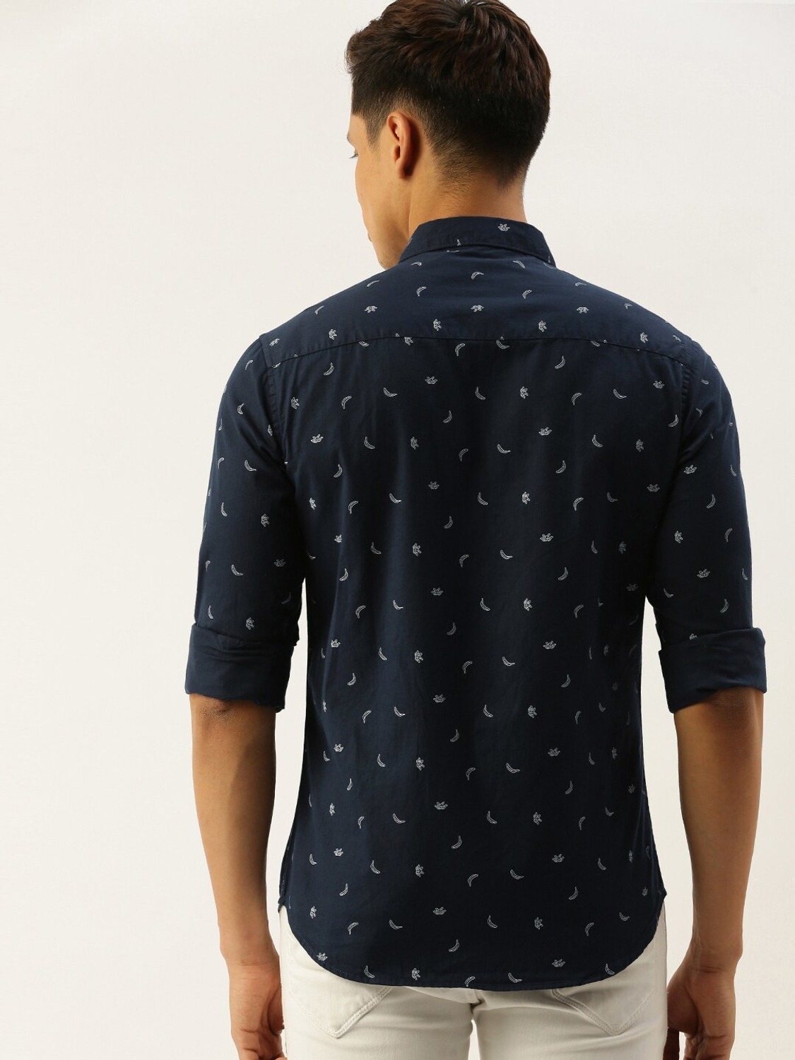 Image of The Indian Garage Co. Men Graphic Print Casual Blue Shirt