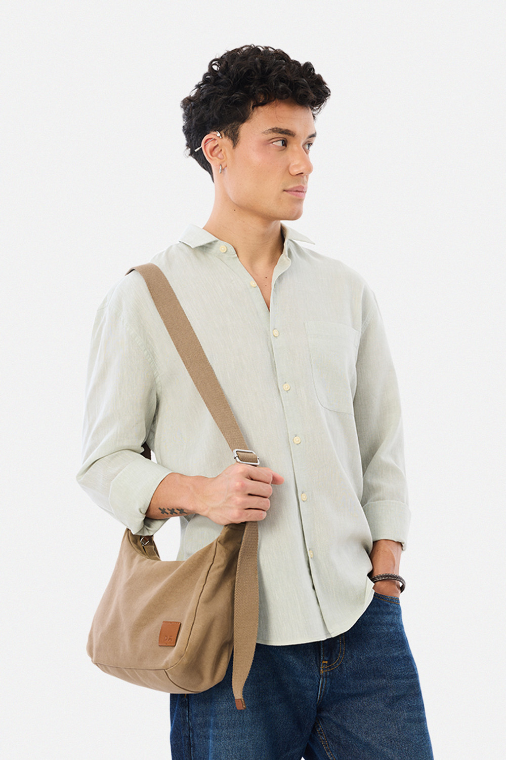 Image of Snitch Men Solid Casual Light Green Shirt