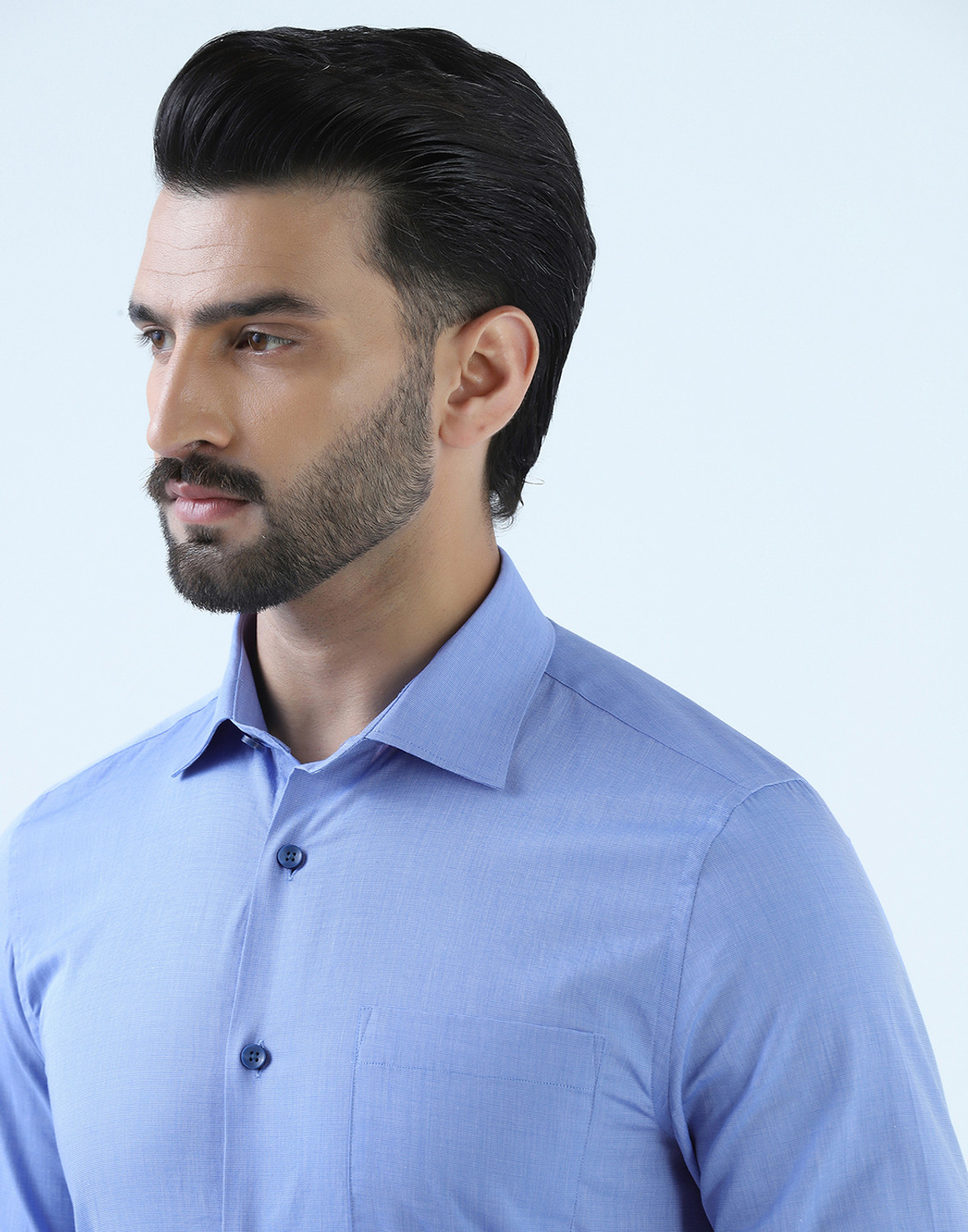 Image of Blackberrys Men Self Design Formal Blue Shirt