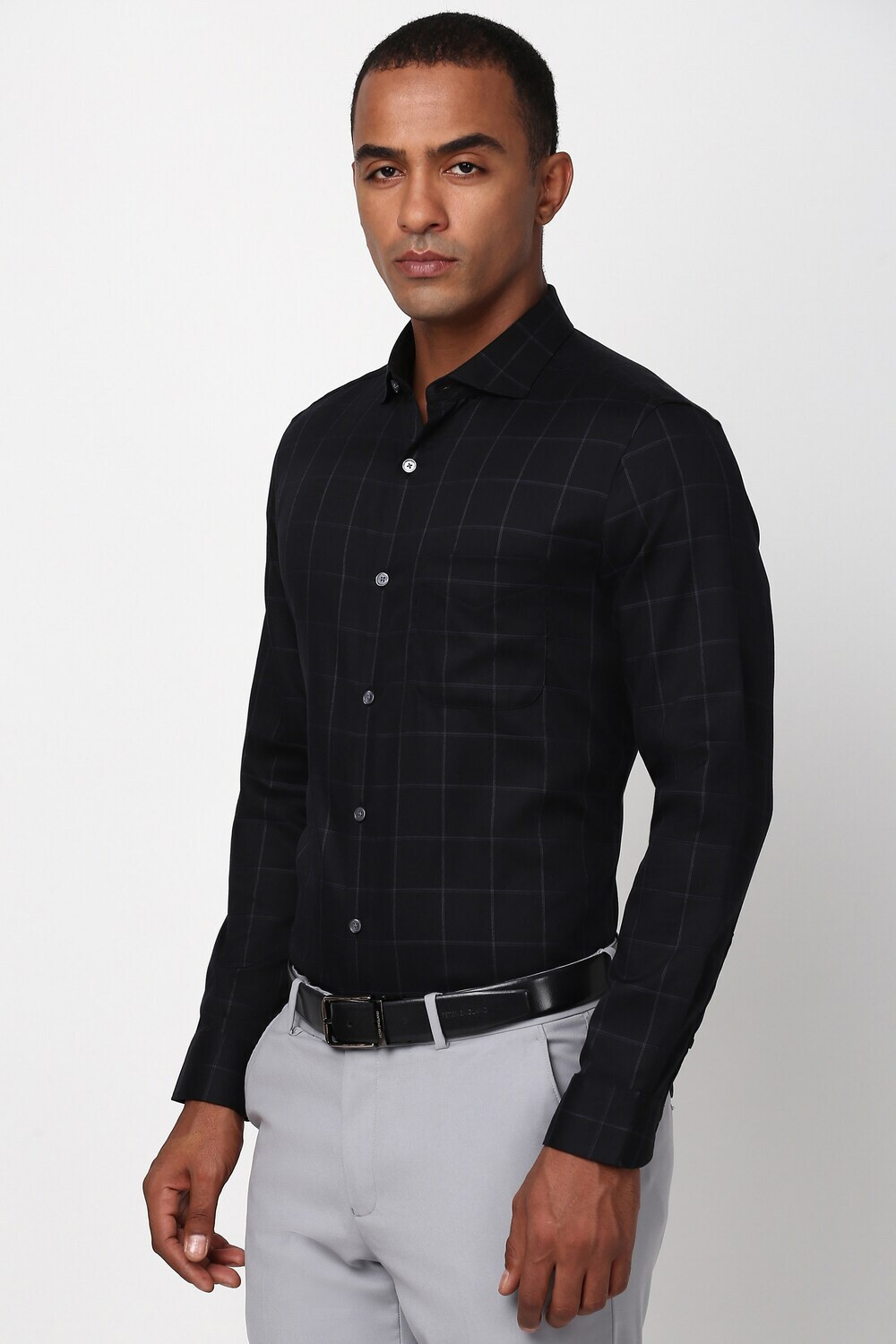 Image of PETER ENGLAND Men Checkered Casual Black Shirt
