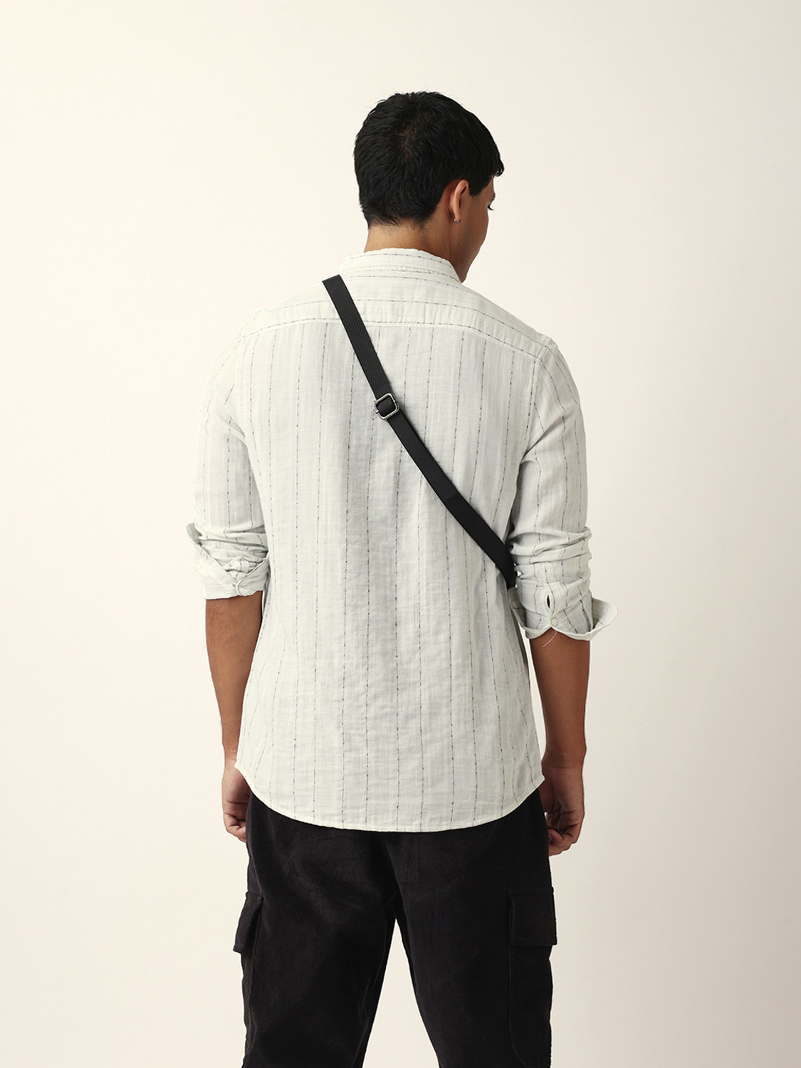 Image of THE BEAR HOUSE Men Striped Casual White Shirt