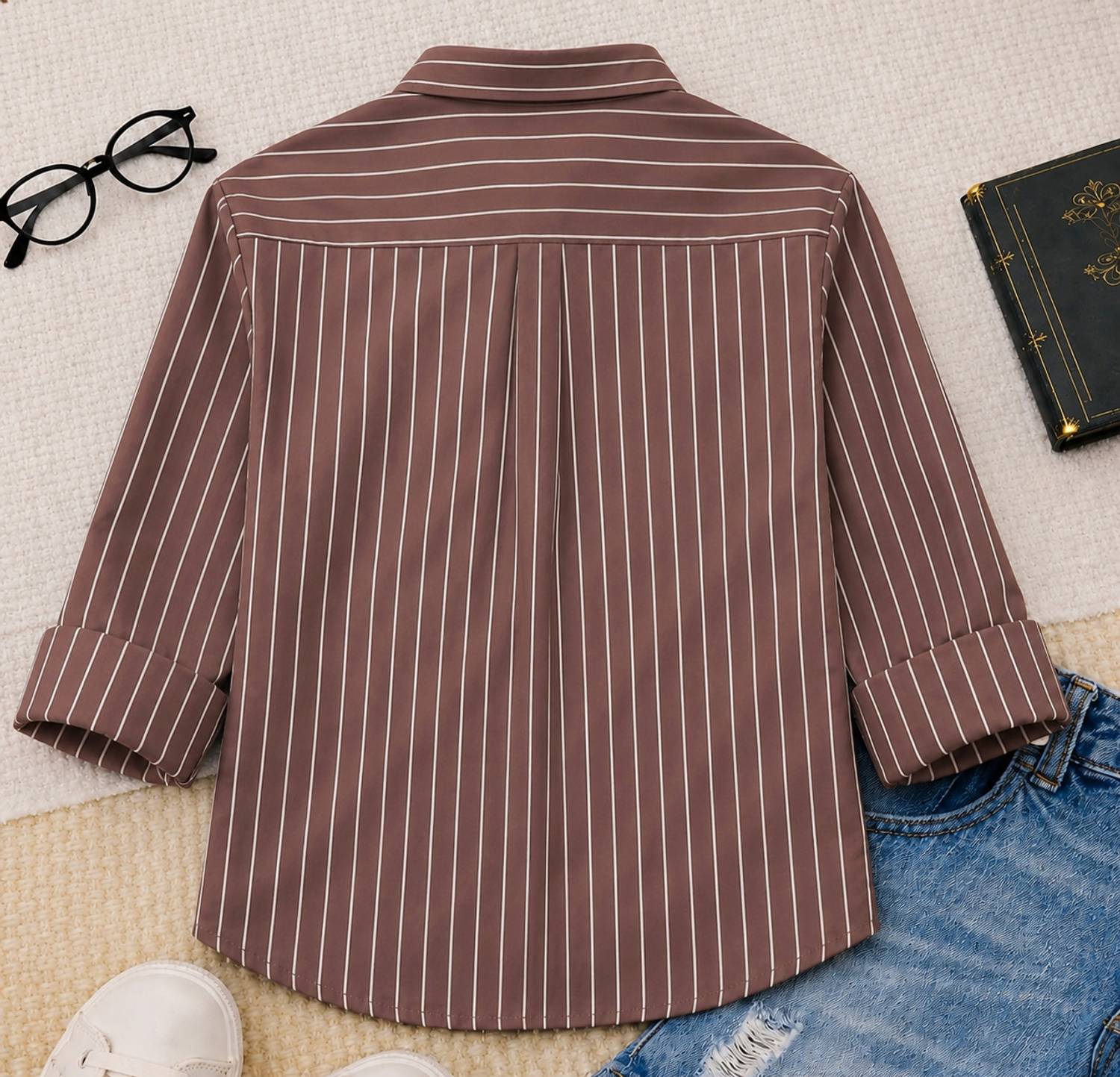 TH BROTHER Boys Striped Brown Shirt - Image 2
