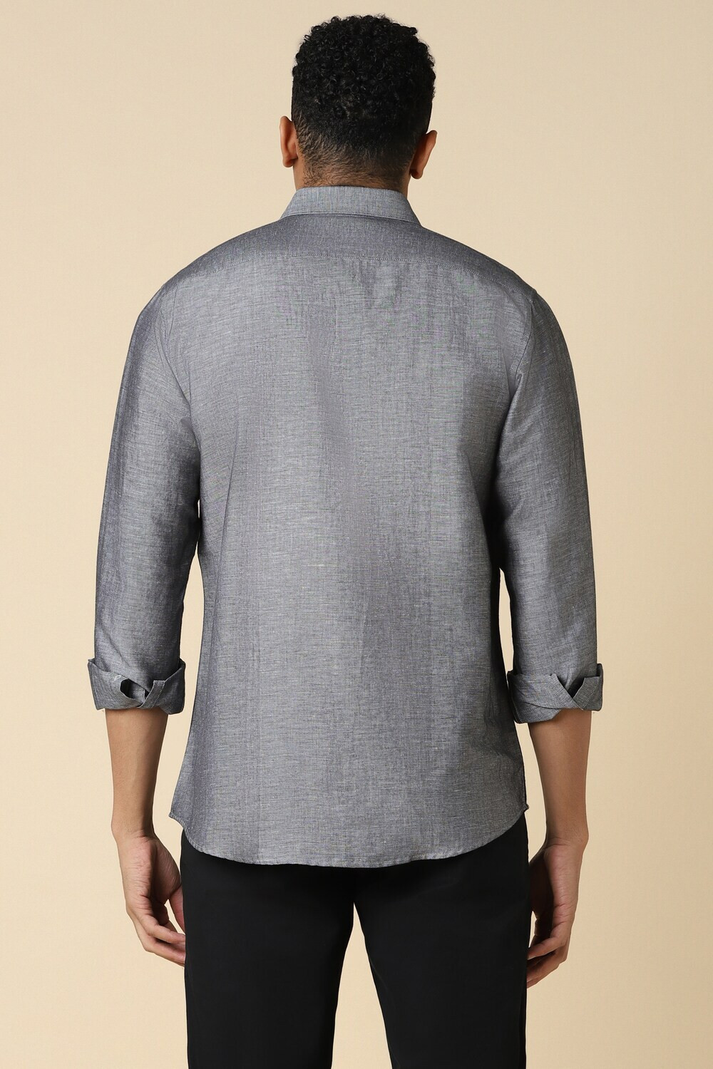 Image of Allen Solly Men Self Design Casual Grey Shirt