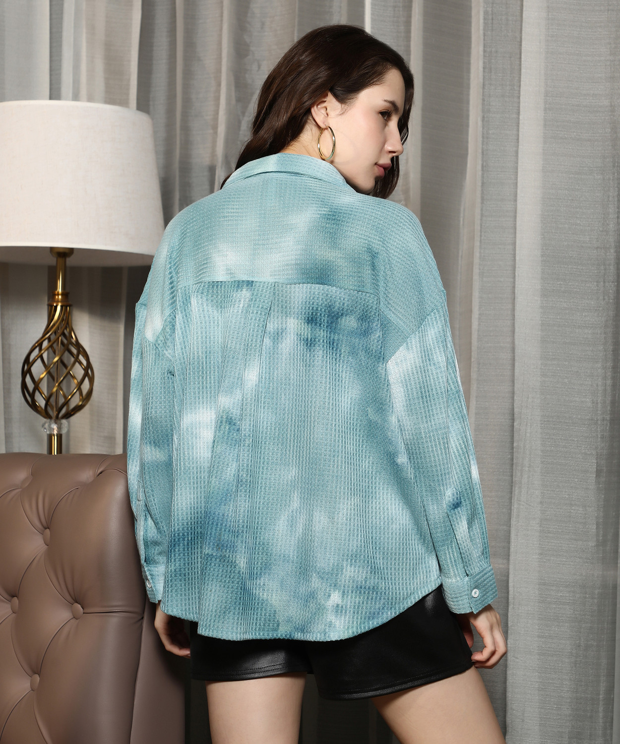 Image of PINACOLADA Women Dyed /Ombre Casual Blue Shirt