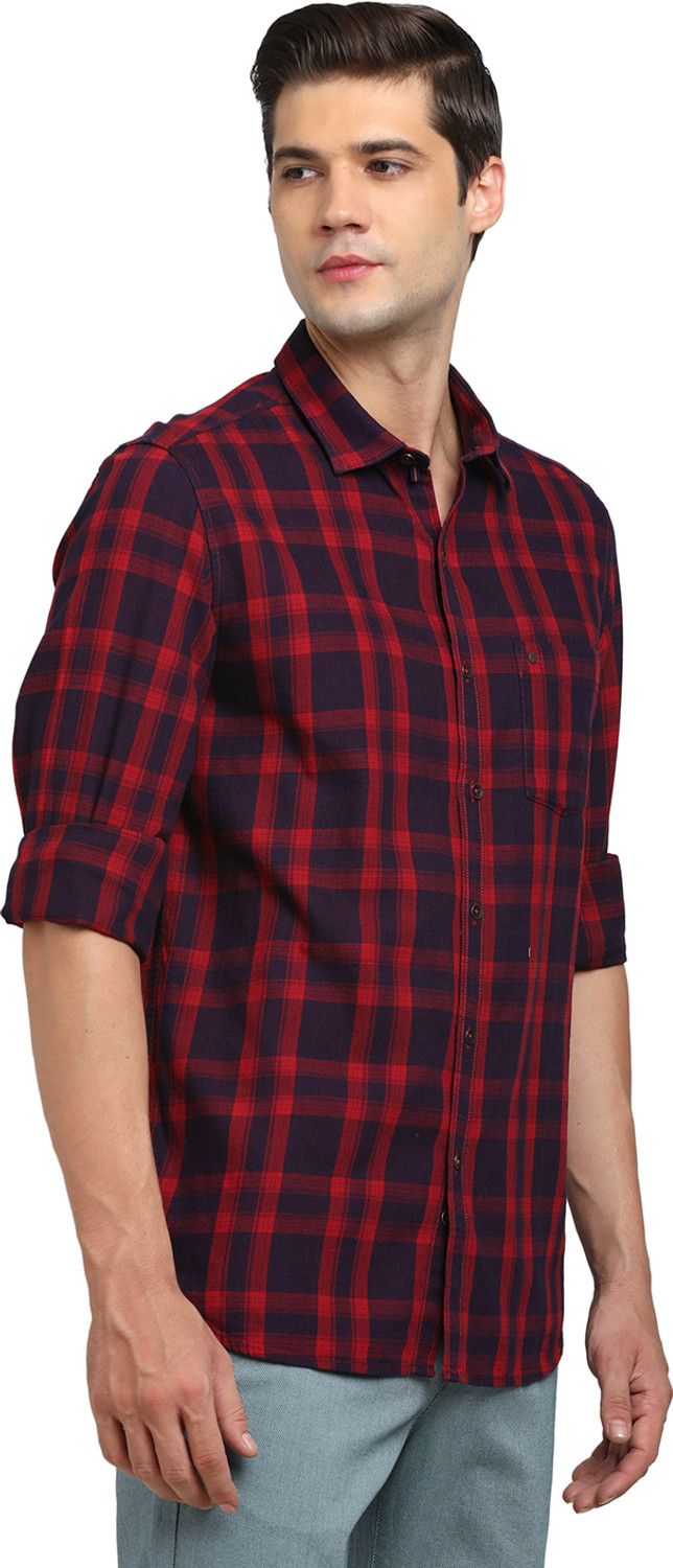 Image of TURTLE Men Checkered Casual Red Shirt