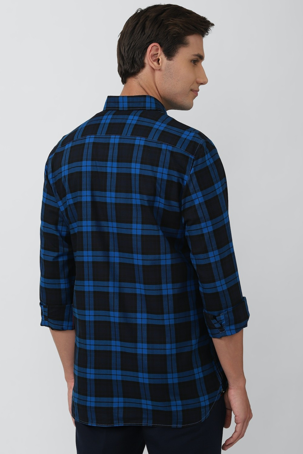 Image of PETER ENGLAND Men Checkered Casual Blue, Black Shirt