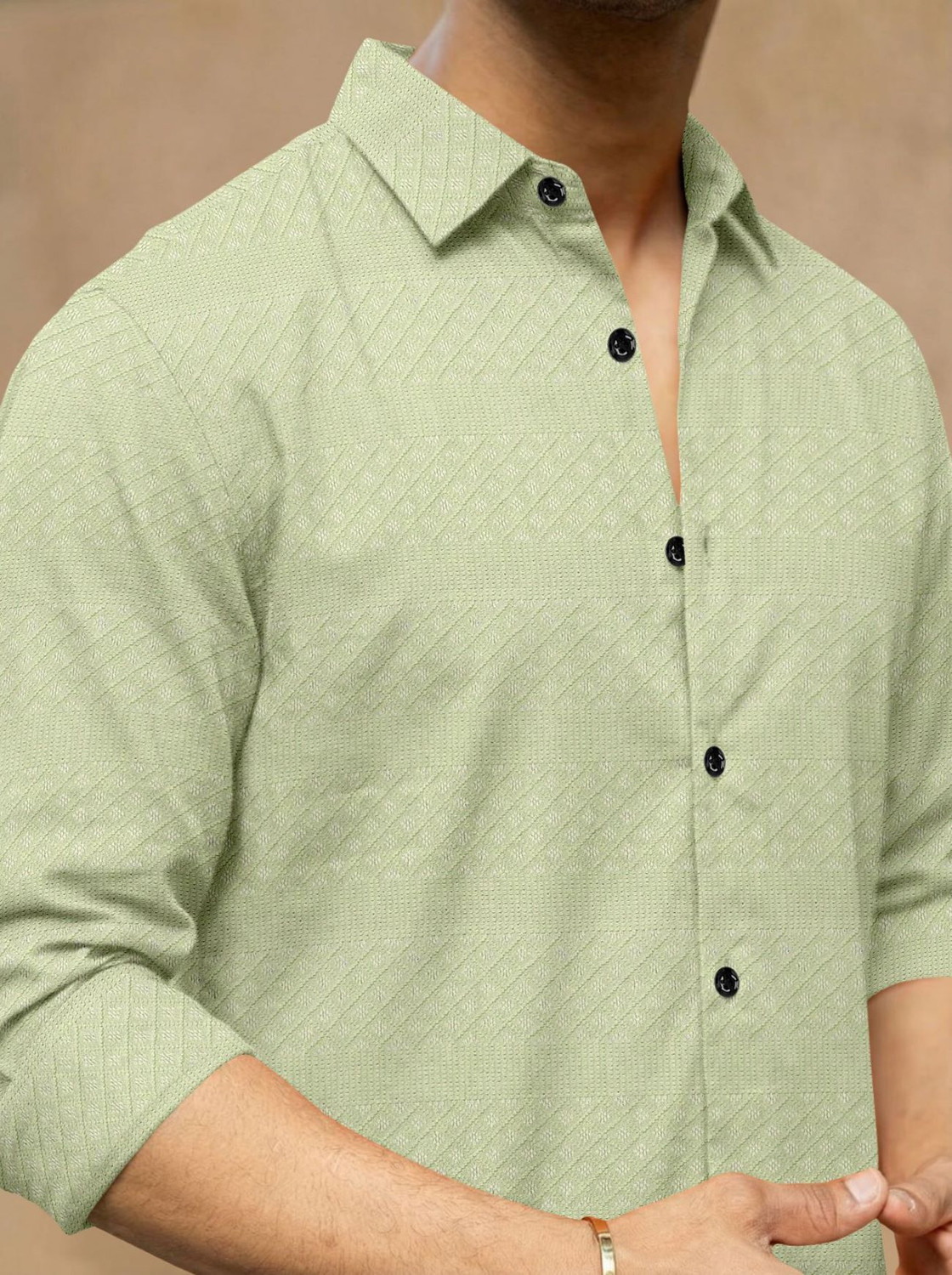 Image of Tyzlo Men Solid Casual Light Green Shirt