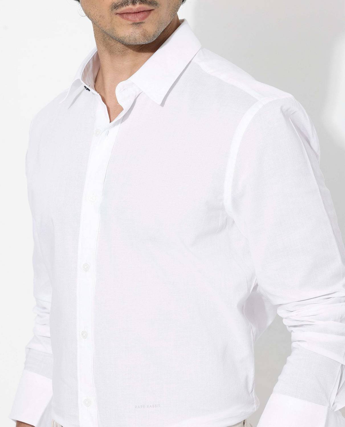 RARE RABBIT Men Solid Casual White Shirt - Image 5