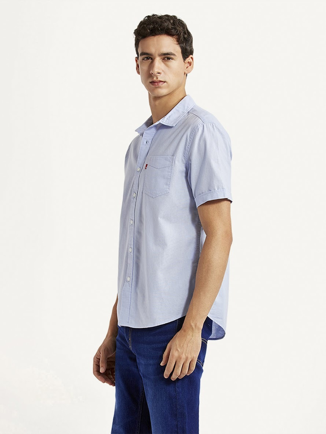 Image of LEVI'S Men Solid Casual Blue Shirt