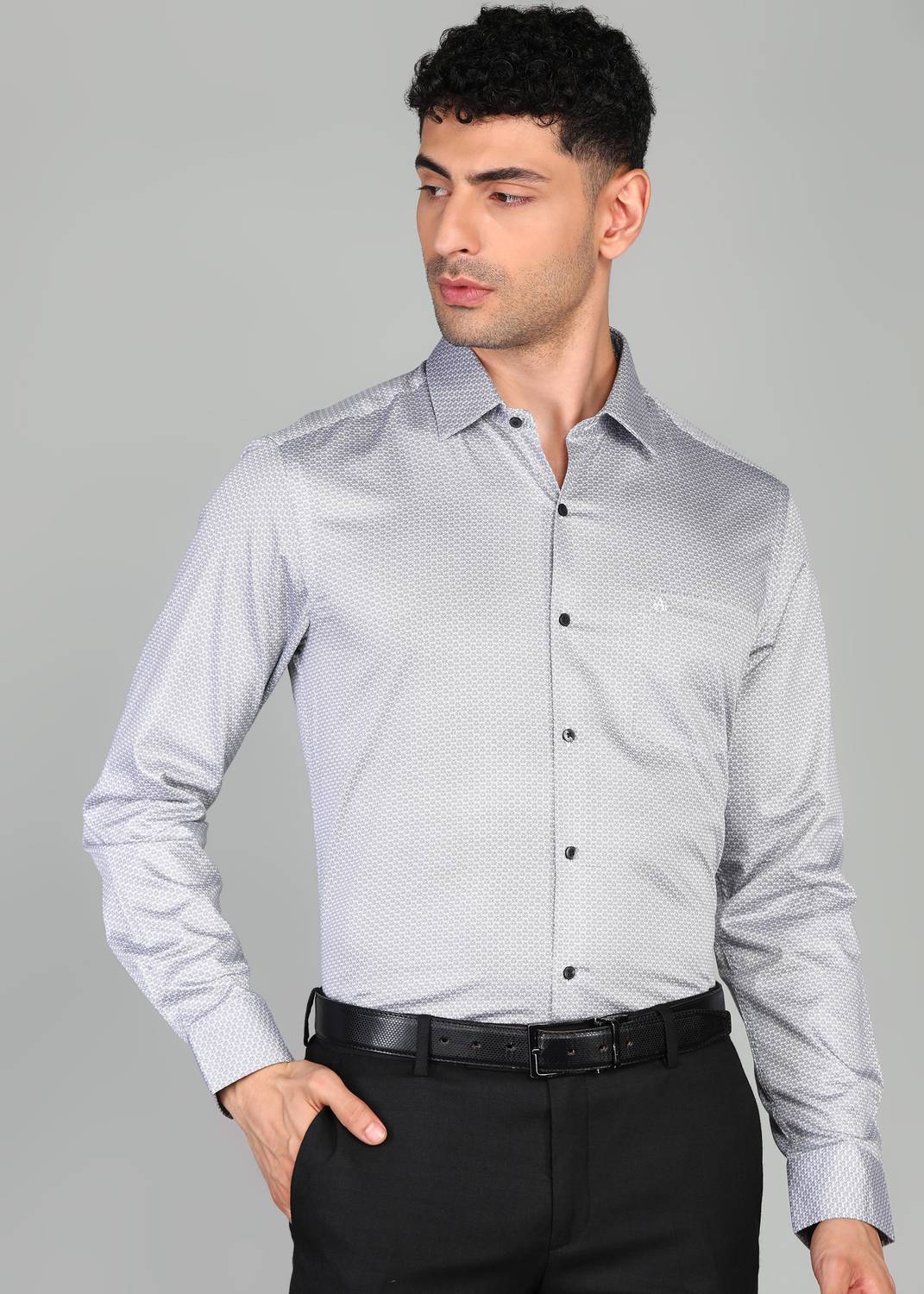ARROW Men Printed Formal Grey Shirt