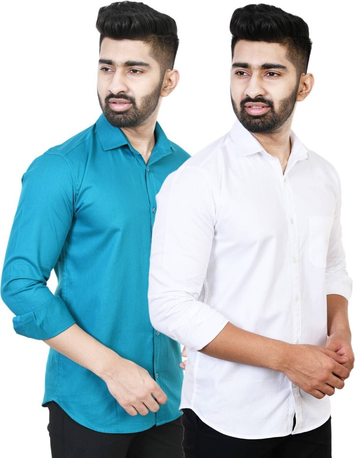 Feel high Men Regular Fit Solid Casual Shirt (Pack of 2)