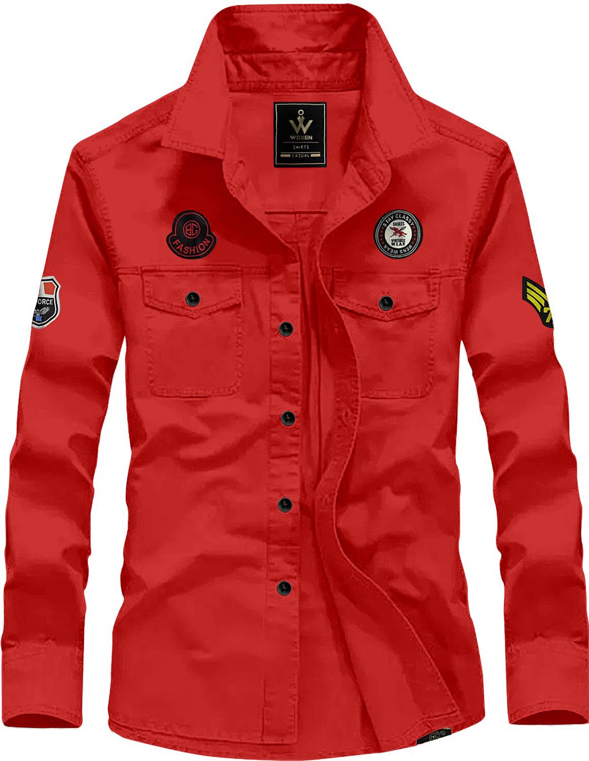 WOXEN Men Regular Fit Solid Spread Collar Casual Shirt