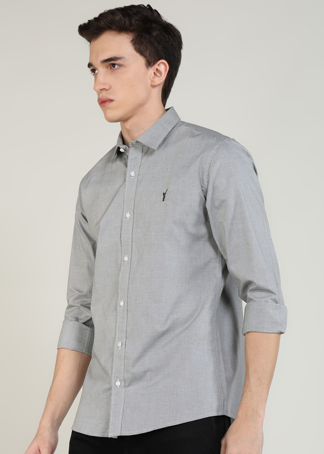 Image of PETER ENGLAND Men Self Design Casual Green Shirt