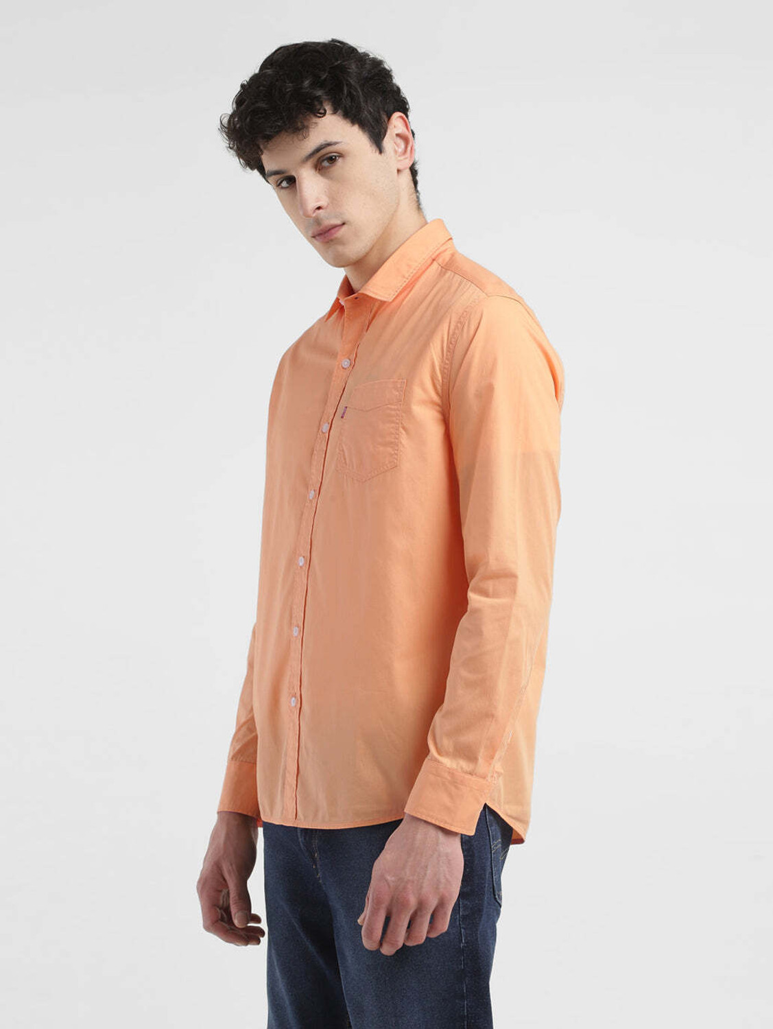 Image of LEVI'S Men Solid Casual Orange Shirt