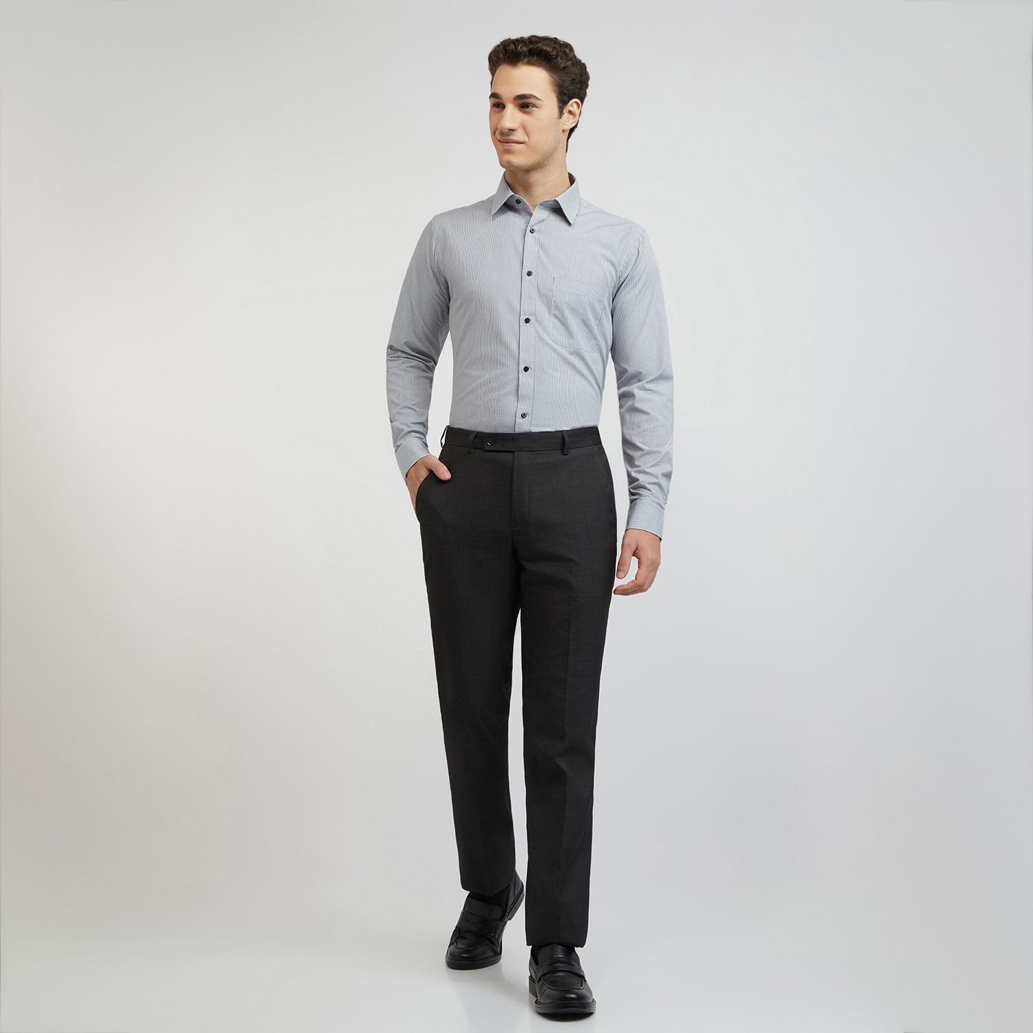 Image of Raymond Men Checkered Formal Black Shirt