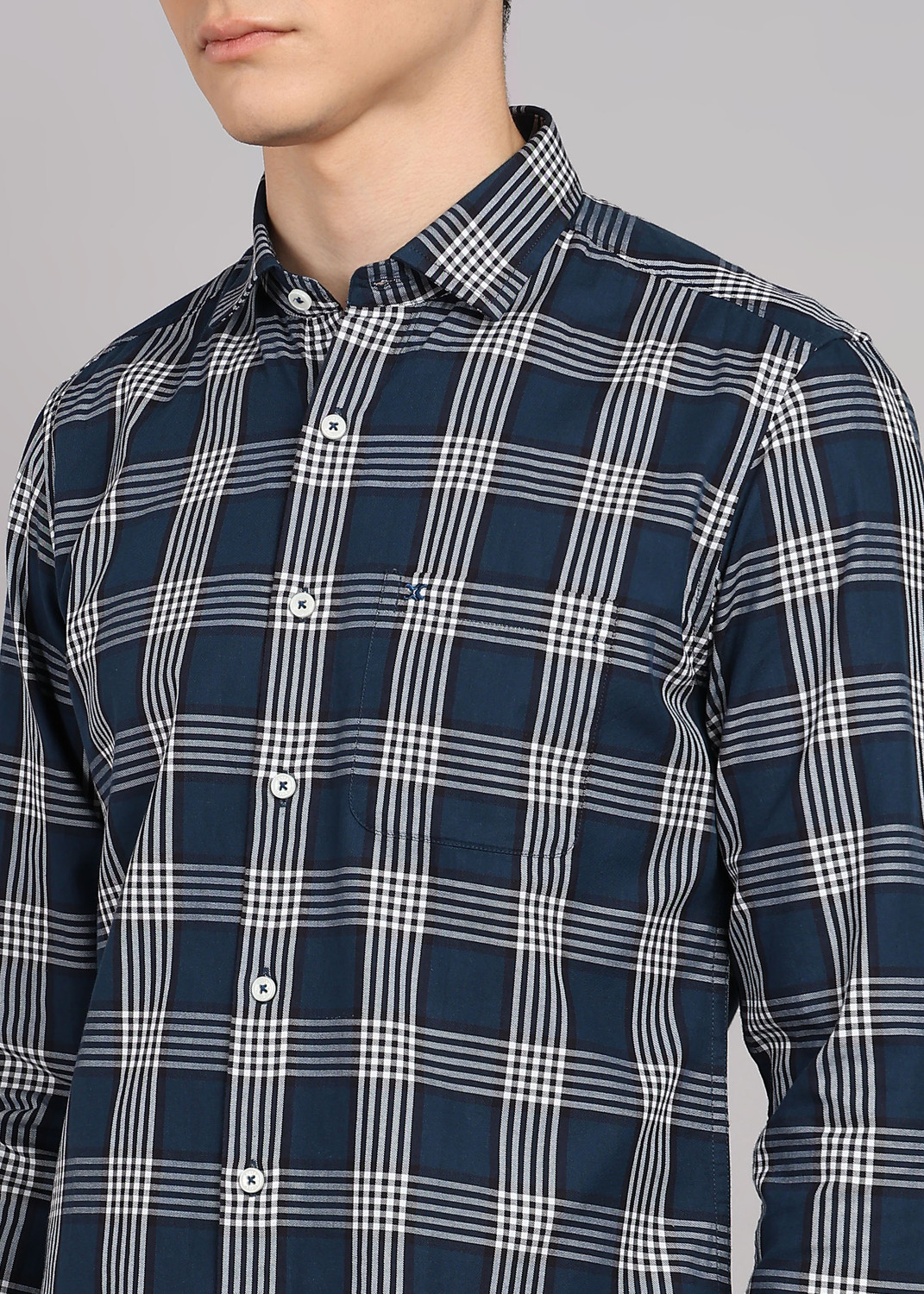Image of KILLER Men Checkered Casual Blue Shirt