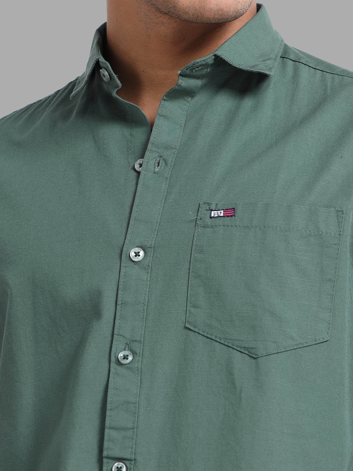 Image of U.S. Pitchers Men Solid Formal Green Shirt