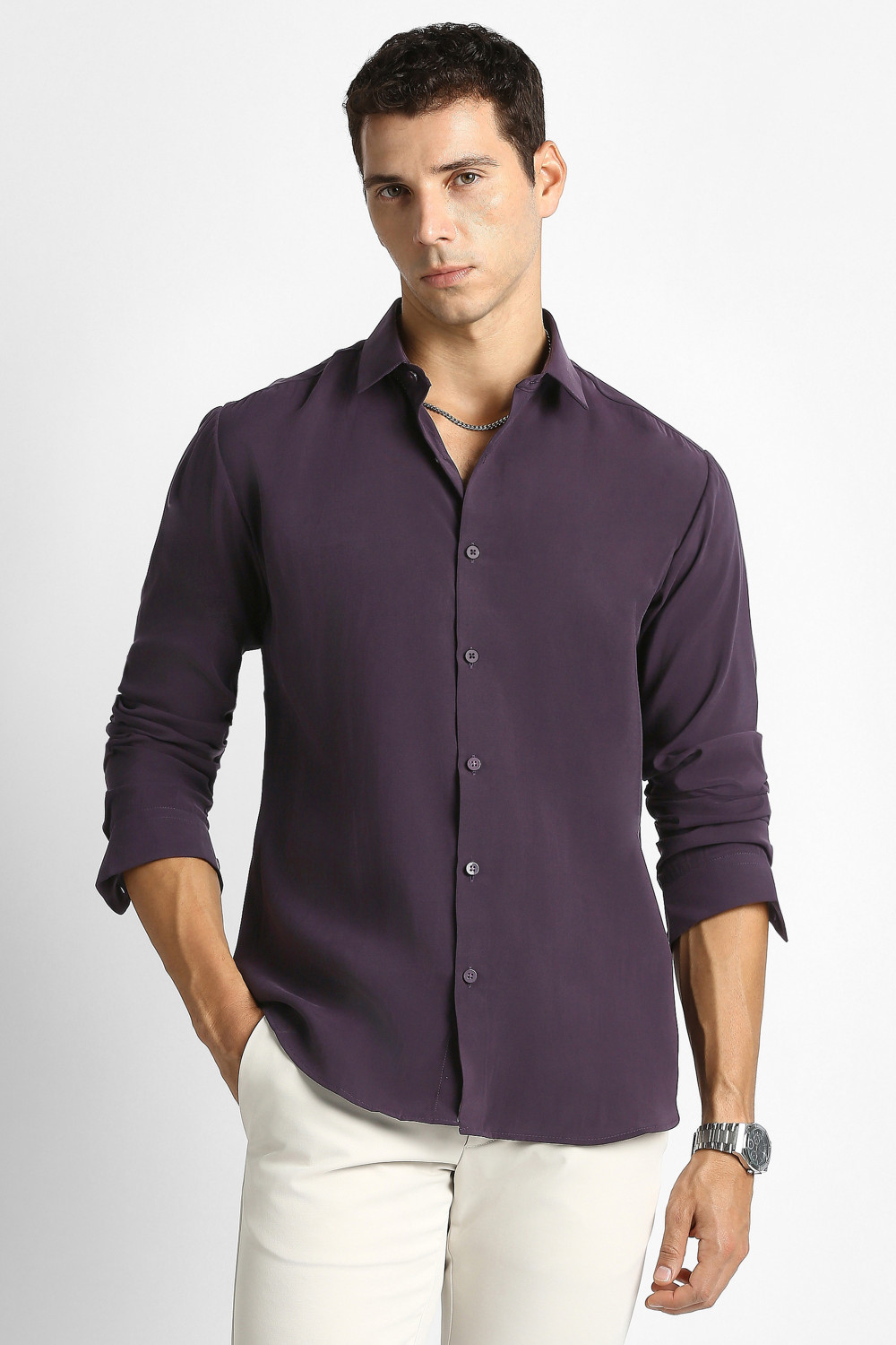 Image of VAN HEUSEN Men Solid Formal Black Shirt