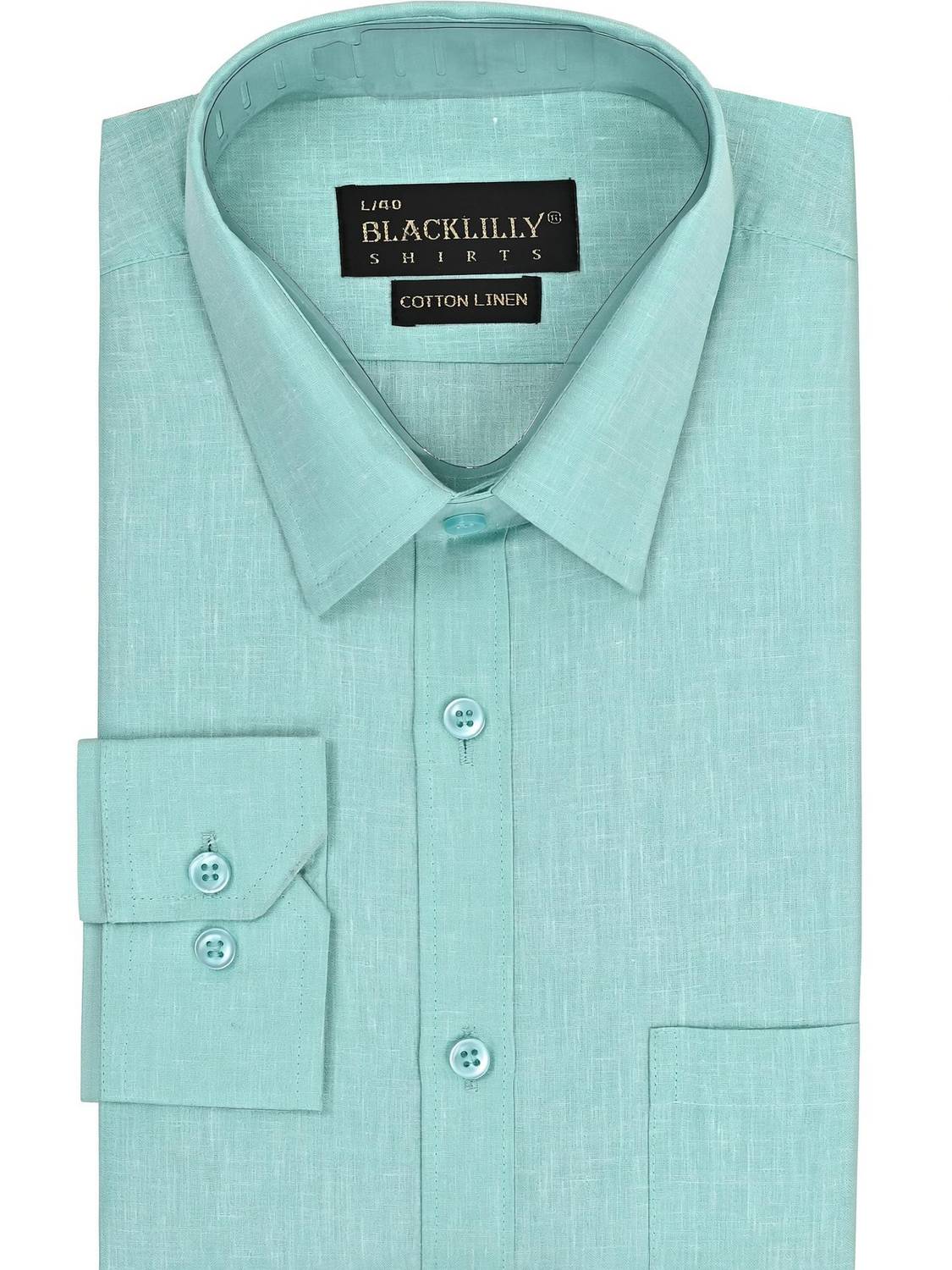 BlackLilly Men Self Design Formal Light Blue Shirt