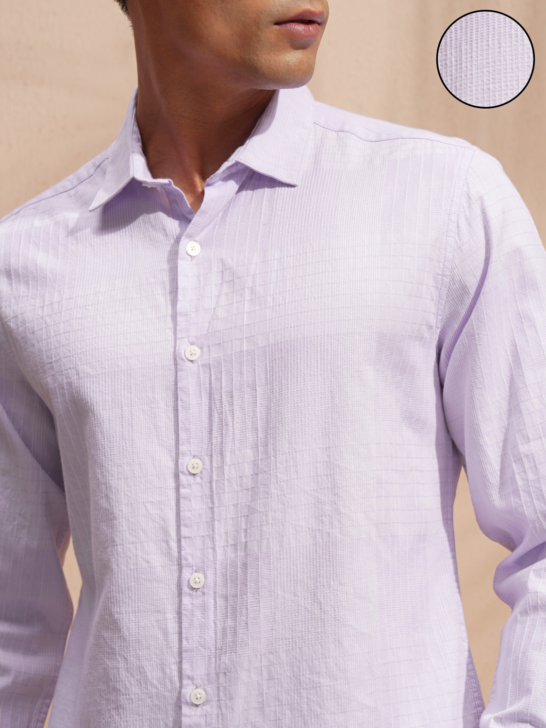Image of HIGHLANDER Men Self Design Casual Purple Shirt