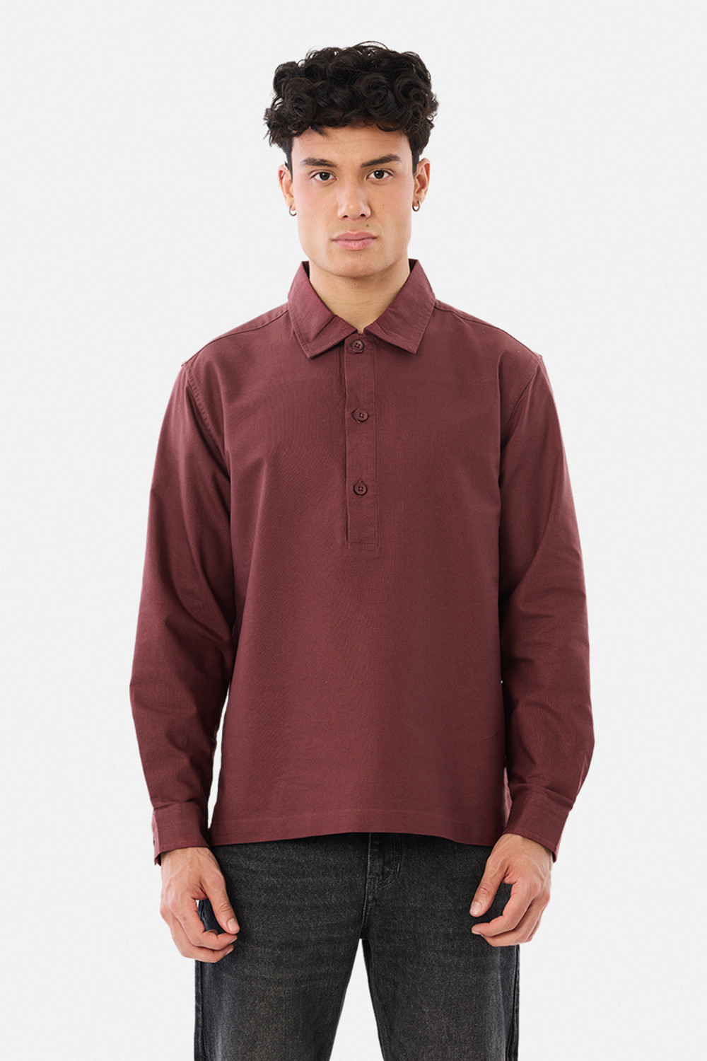 Image of Snitch Men Solid Casual Maroon Shirt
